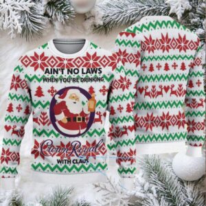 White Red and Green Fair Isle Santa Crown Royal Ugly Christmas Sweater