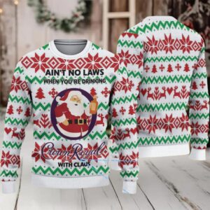 White Red and Green Fair Isle Santa Crown Royal Ugly Christmas Sweater