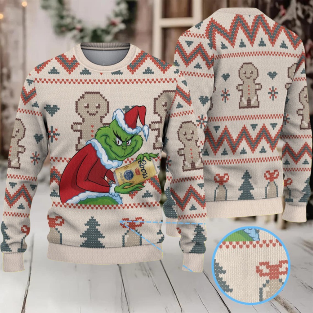 White Tan Coors Grinch Gingerbread Christmas Pattern Ugly Sweater White Tan Coors Grinch Gingerbread Christmas Pattern Ugly Sweater