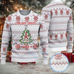 White Ugly Christmas Sweater with Red Reindeer and Snowflake Pattern Featuring Nurse Heartbeat Atrial Fibrillation Tree
