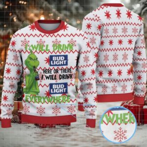 White Ugly Christmas Sweater with Red Snowflake Pattern Featuring Nurse Holiday