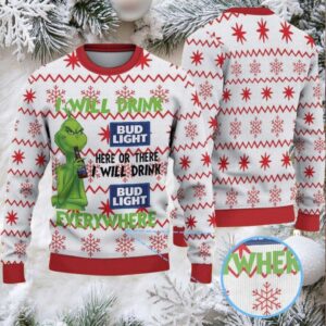 White Ugly Christmas Sweater with Red Snowflake Pattern Featuring Nurse Holiday