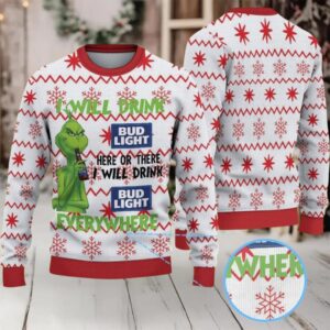 White Ugly Christmas Sweater with Red Snowflake Pattern Featuring Nurse Holiday