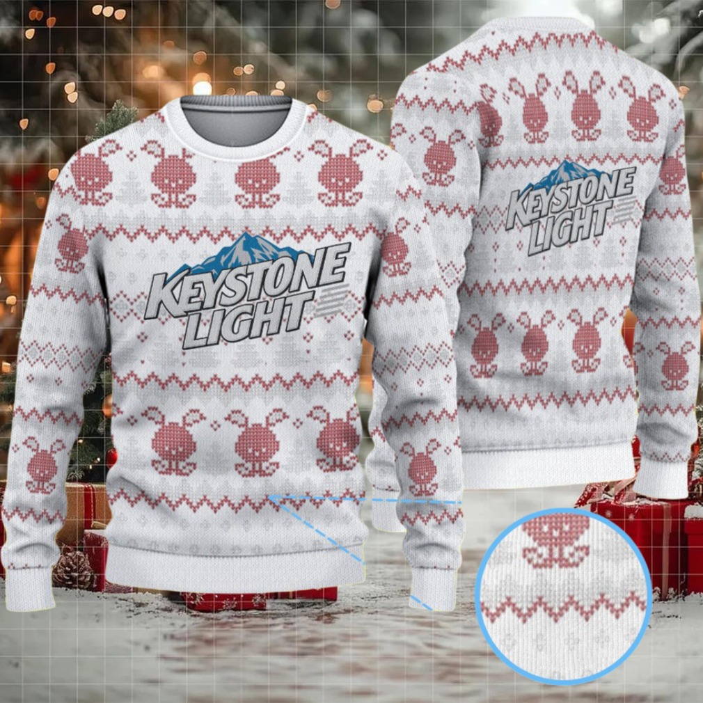 White and Red Candy Cane Keystone Light Ugly Christmas Sweater White and Red Candy Cane Keystone Light Ugly Christmas Sweater