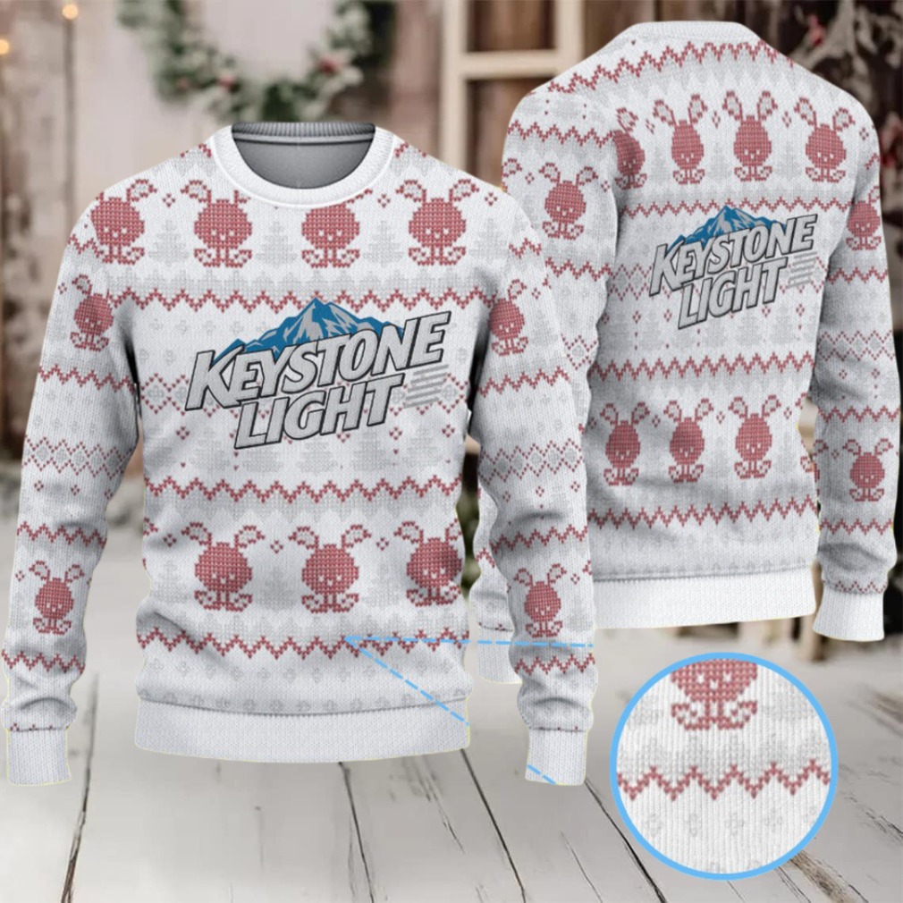White and Red Candy Cane Keystone Light Ugly Christmas Sweater White and Red Candy Cane Keystone Light Ugly Christmas Sweater