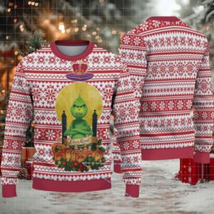 White and Red Fair Isle Snowflake Crown Royal Grinch Ugly Christmas Sweater White and Red Fair Isle Snowflake Crown Royal Grinch Ugly Christmas Sweater