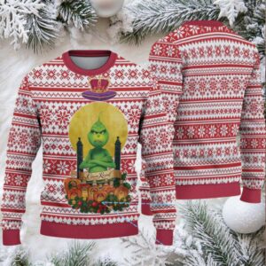 White and Red Fair Isle Snowflake Crown Royal Grinch Ugly Christmas Sweater