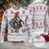 White and Blue Nordic Snowflake Ugly Christmas Sweater Snoopy and Woodstock with Red Plaid Bow