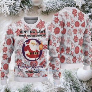 White and Red Snowflake Candy Cane Santa Crown Royal Ugly Christmas Sweater