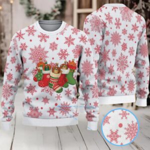 White and Red Snowflake Christmas Stocking Crown Royal Ugly Christmas Sweater