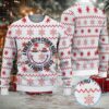 White & Red Snowflake Zigzag Bacardi Ugly Christmas Sweater White & Red Snowflake Zigzag Bacardi Ugly Christmas Sweater
