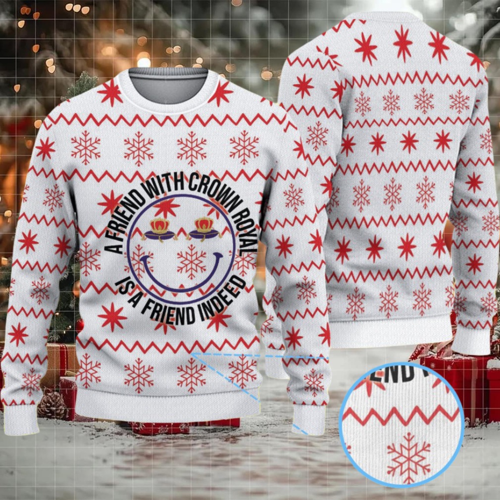 White and Red Snowflake Crown Royal Ugly Christmas Sweater
