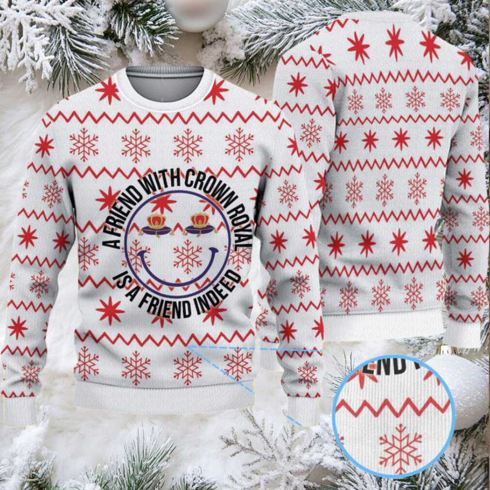 White and Red Snowflake Crown Royal Ugly Christmas Sweater