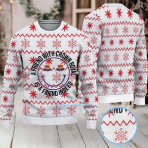 White and Red Snowflake Crown Royal Ugly Christmas Sweater