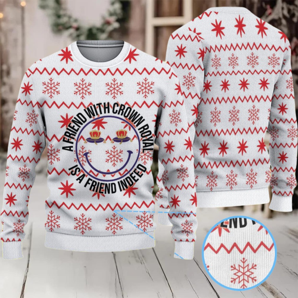 White and Red Snowflake Crown Royal Ugly Christmas Sweater White and Red Snowflake Crown Royal Ugly Christmas Sweater