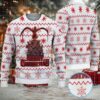 Yellow and Red Pixel Tree Knit Ugly Christmas Sweater Jack Daniel’s Whiskey with Baby Groot Holding Bottle