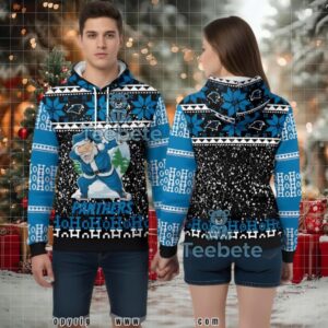 Carolina Panthers Santa Claus Ho Ho Ho 3D Ugly Hoodie Zip Up