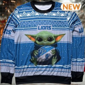 Yoda x NFL Detroit Lions Ugly Christmas Sweater