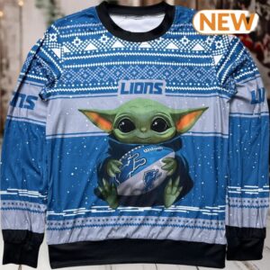 Yoda x NFL Detroit Lions Ugly Christmas Sweater