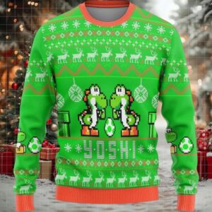 Yoshi Super Mario Green Christmas Sweater