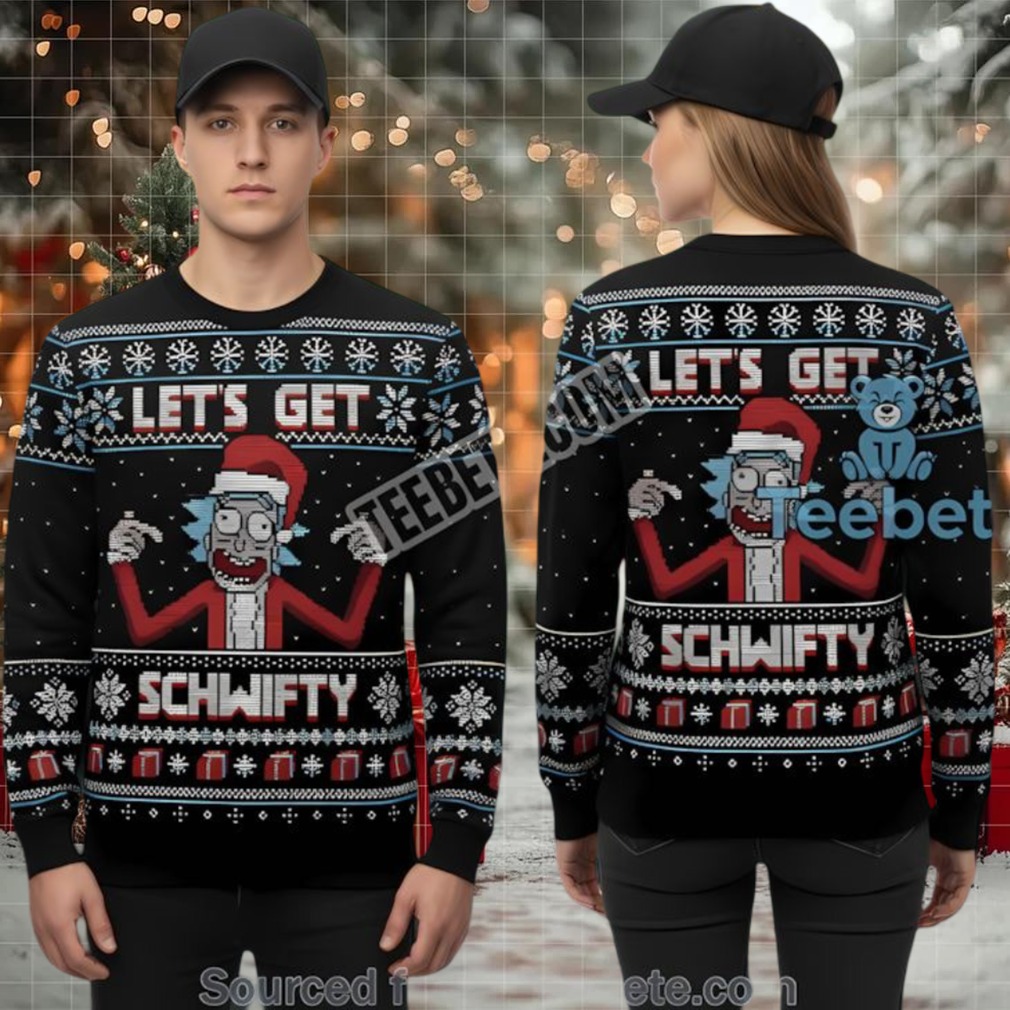 Rick And Morty Ugly Christmas Sweater Black Mens Lets Get Schwifty Rick And Morty Ugly Christmas Sweater Black Mens Lets Get Schwifty