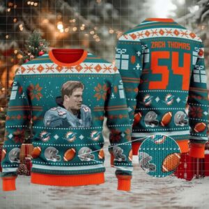 Zach Thomas 54 Miami Dolphins Nfl Christmas Sweater