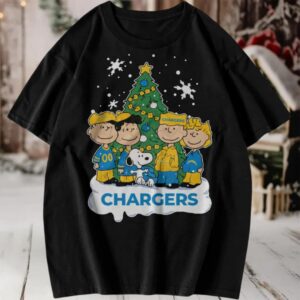 Peanuts Snoopy and Friends Los Angeles Chargers Christmas Tree T Shirt