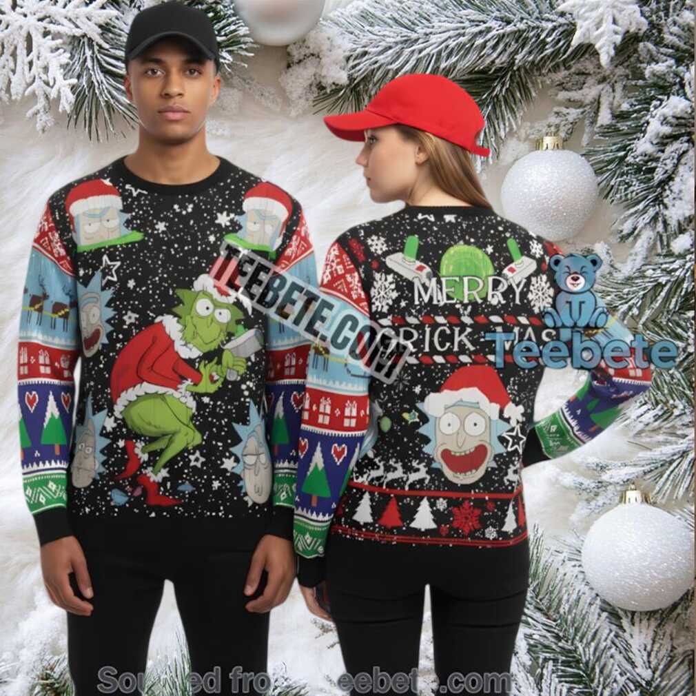 Merry Grick Mas Rick And Morty Grinch Ugly Christmas Sweater Black Mens Merry Grick Mas Rick And Morty Grinch Ugly Christmas Sweater Black Mens
