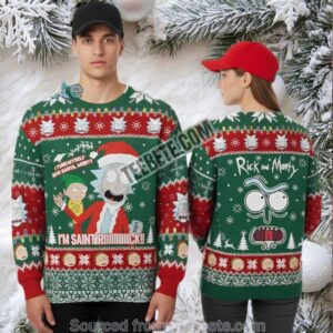 Rick And Morty Santa Rick Ugly Xmas Sweater Red Green Womens