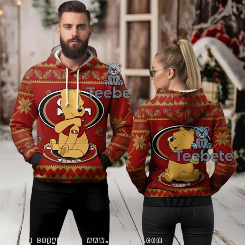 San Francisco 49Ers Winnie The Pooh Christmas Ugly 3D Hoodie San Francisco 49Ers Winnie The Pooh Christmas Ugly 3D Hoodie