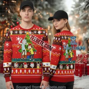 Rick And Morty Christmas Tree Ugly Christmas Sweater Red Mens