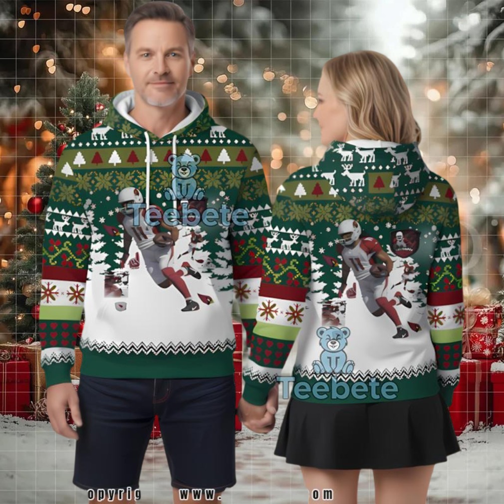 Larry Fitzgerald Arizona Cardinals Xmas Tree Ugly 3D Zip Up Hoodie