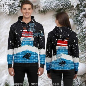 Carolina Panthers Santa Into Chimney 3D Ugly Hoodie Men