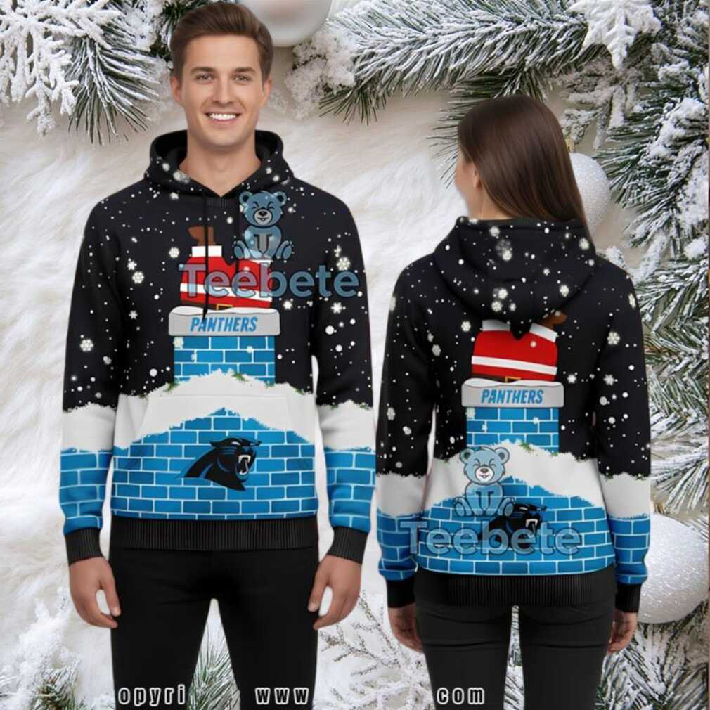 Carolina Panthers Santa Into Chimney 3D Ugly Hoodie Men Carolina Panthers Santa Into Chimney 3D Ugly Hoodie Men