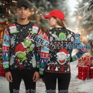 Merry Grick Mas Rick And Morty Grinch Ugly Christmas Sweater Black Mens
