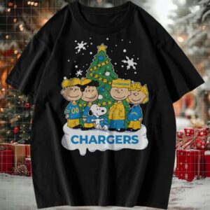 Peanuts Snoopy and Friends Los Angeles Chargers Christmas Tree T Shirt