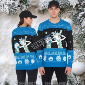 Rick And Morty Wubba Lubba Dub Dub Ugly Christmas Sweater Blue Best