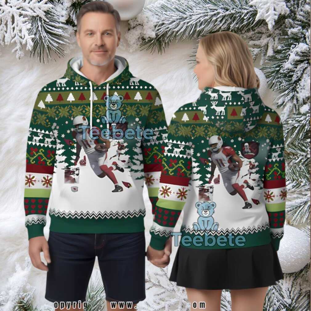 Larry Fitzgerald Arizona Cardinals Xmas Tree Ugly 3D Zip Up Hoodie Larry Fitzgerald Arizona Cardinals Xmas Tree Ugly 3D Zip Up Hoodie