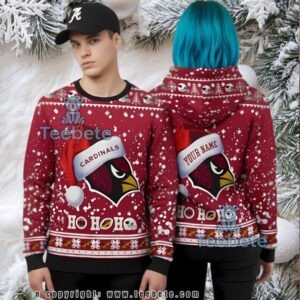 Personalized Arizona Cardinals Christmas Ho Ho Ho Ugly 3D Print Hoodie