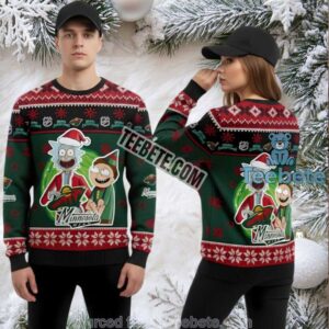 Rick And Morty Minnesota Wild Ugly Christmas Sweater Green Cheap