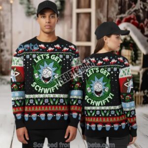 Lets Get Schwifty Rick And Morty Ugly Christmas Sweater Black Best