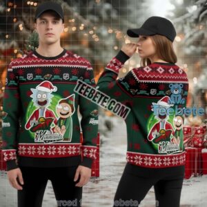 Rick And Morty Minnesota Wild Ugly Christmas Sweater Green Cheap