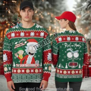 Rick And Morty Santa Rick Ugly Xmas Sweater Red Green Womens