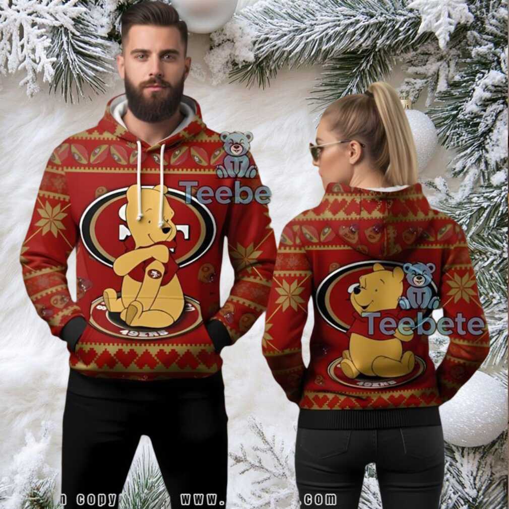 San Francisco 49Ers Winnie The Pooh Christmas Ugly 3D Hoodie San Francisco 49Ers Winnie The Pooh Christmas Ugly 3D Hoodie