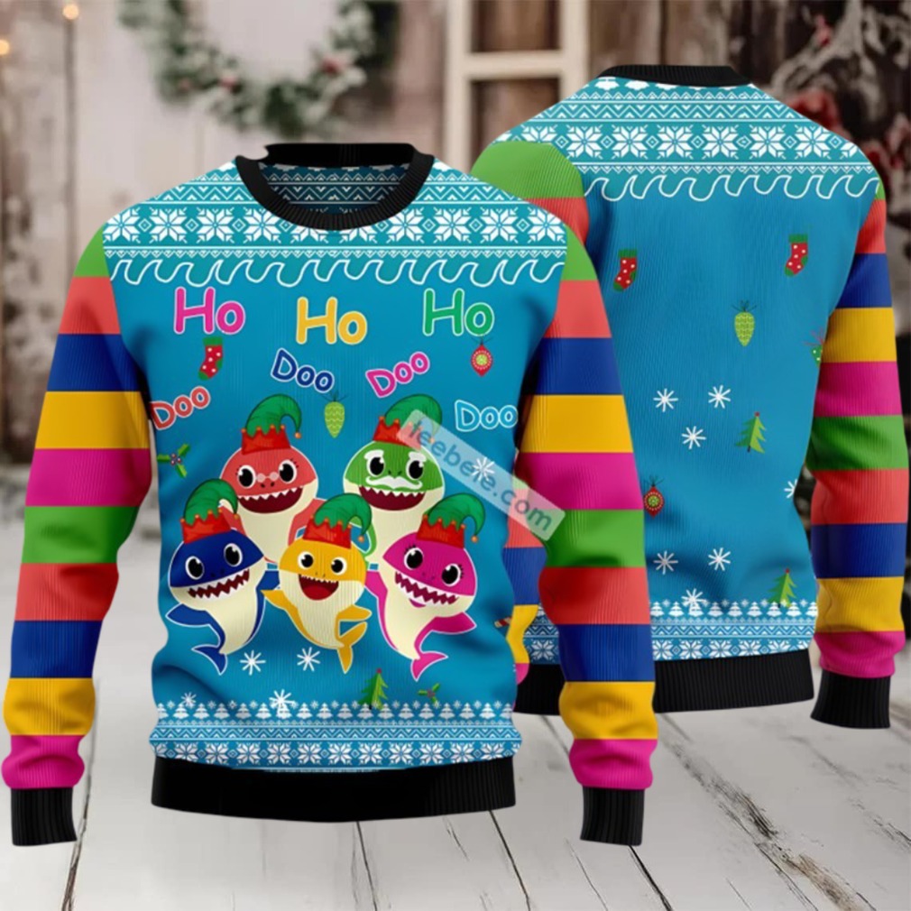 Shark Face Doo Doo Doo Ugly Christmas Sweater Blue Vintage Shark Face Doo Doo Doo Ugly Christmas Sweater Blue Vintage