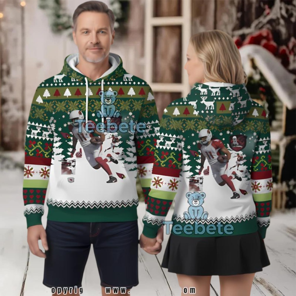 Larry Fitzgerald Arizona Cardinals Xmas Tree Ugly 3D Zip Up Hoodie