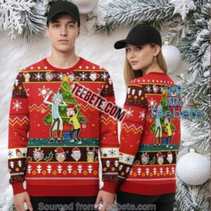 Rick And Morty Christmas Tree Ugly Christmas Sweater Red Mens