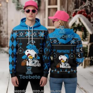 Carolina Panthers Snoopy Hug Woodstock 3D Ugly Hoodie Women