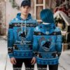 Carolina Panthers Skull Floral 3D Ugly Hoodie Zipper Carolina Panthers Skull Floral 3D Ugly Hoodie Zipper