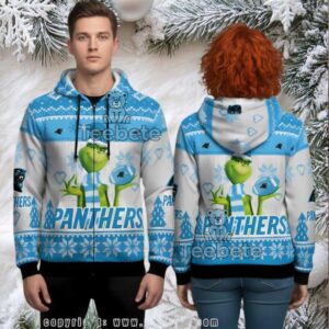 Carolina Panthers Santa Grinch 3D Ugly Hoodie Women